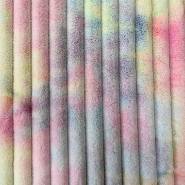 Sunshine 100% Polyester Tie Dye Colourful Warm Soft Comfortable Luxury Anti-pilling Rabbit Faux Fur for Garments